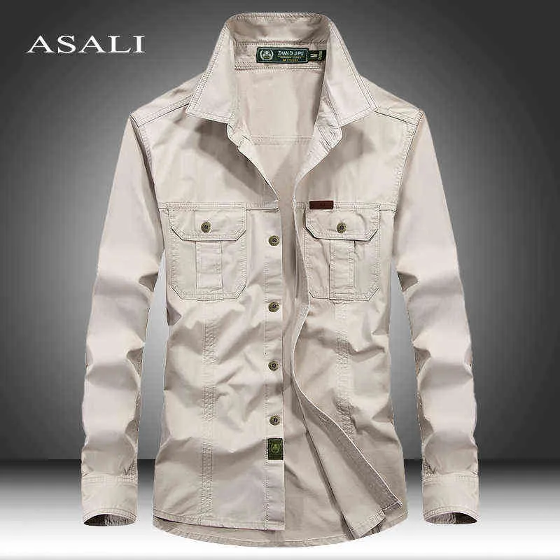 Новая мужская повседневная рубашка Pure Cotton Tooling мужской завет 2022 военные ватные рубашки мужчина бренда блузка рубашка y220803