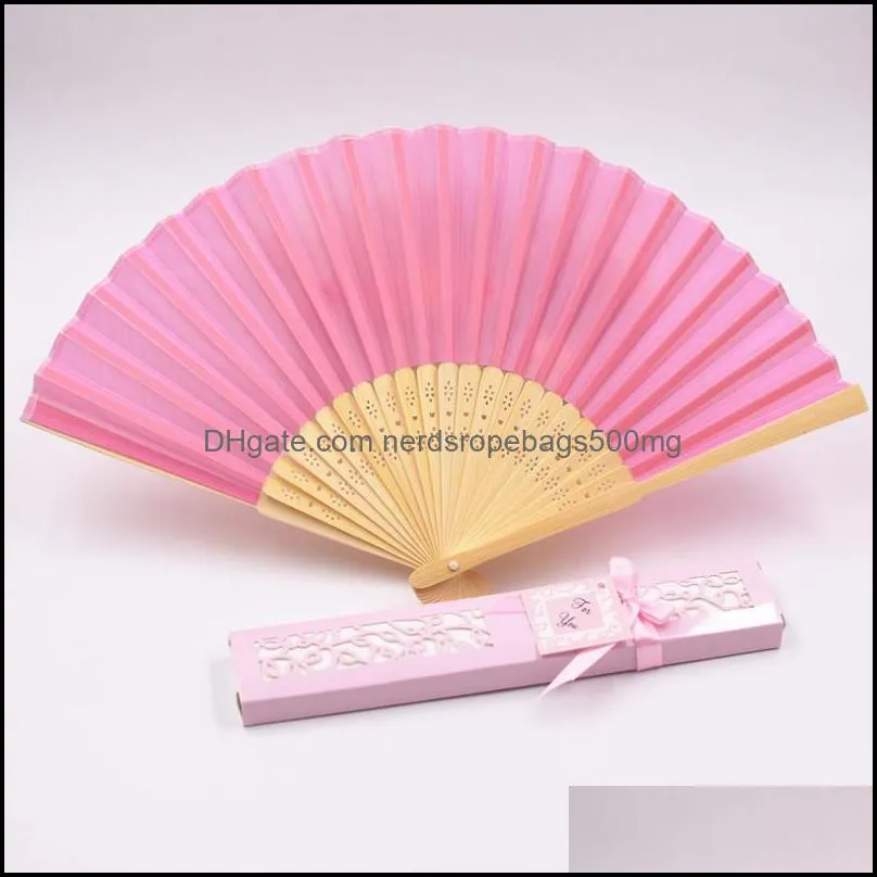 Hand Held Fan Wedding Favor Gift Luxurious Silk Folding Dance Party Decoration Folding Hand Held Solid Color Fan Groups Gifts 36 p2