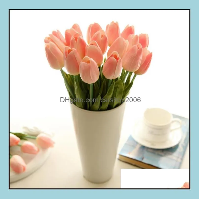 fake flowers tulip fake flowers real touch material artificial flower home wedding decoration party supplies 32cm 12 designs sn3706