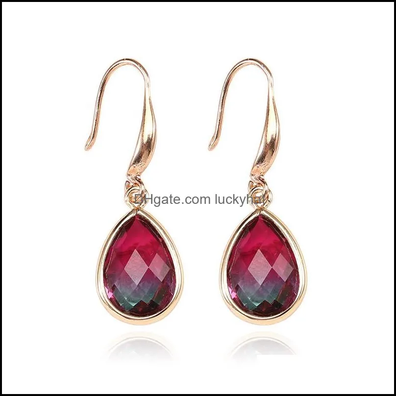 2020 trendy teardrop glass crystal dangle earrings gold color waterdrop long earring for women girls fashion jewelry-z