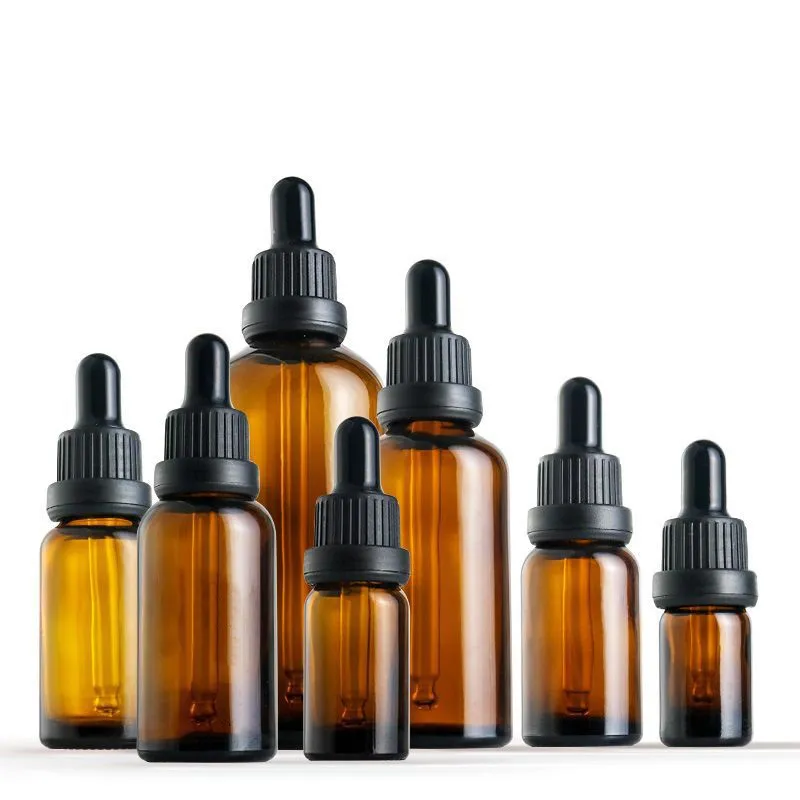 10ml 30ml 50ml 100ml Ambre Verre Huile Essentielle Bouteilles De Parfum Réactif Liquide Pipette Flacon Compte-gouttes Avec Bouchons Antivol À L'épreuve Des Enfants