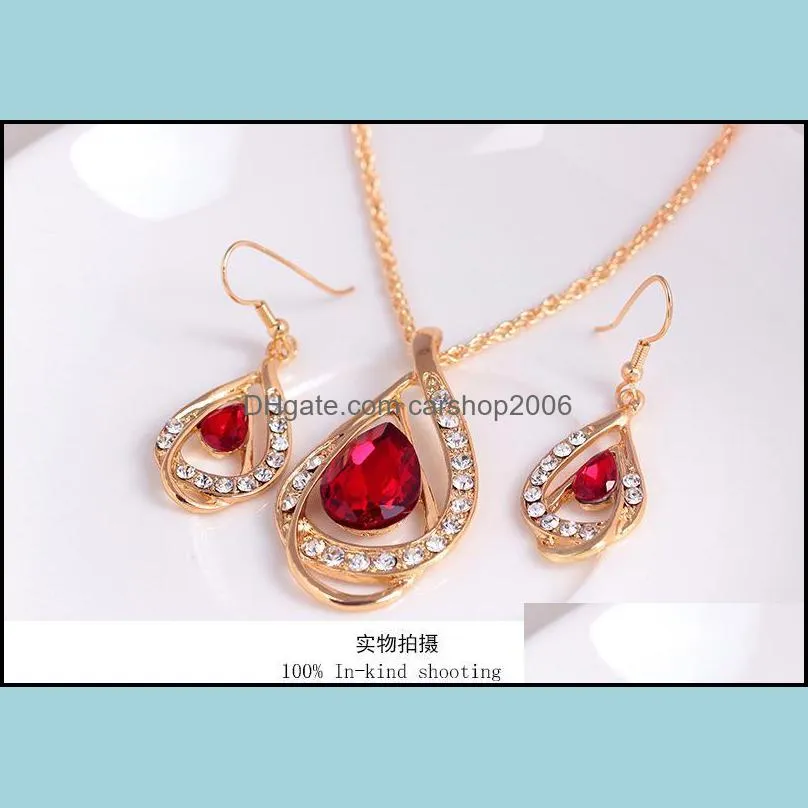 bridesmaid jewelry set solid gold earring necklace pendants beautiful australian crystal jewelry indian jewellery set party jewelry carshop2006