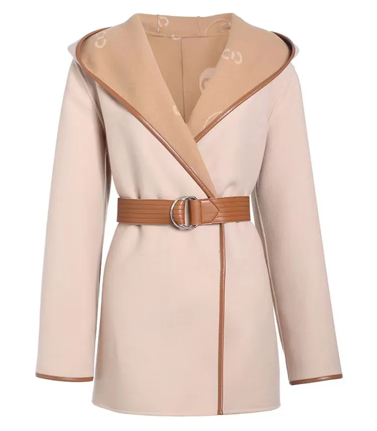 Зимнее женское пальто с широкими лацканами и карманами, смесовое пальто большого размера, длинный Тренч, верхняя одежда, шерстяное качество Брюса Чжана