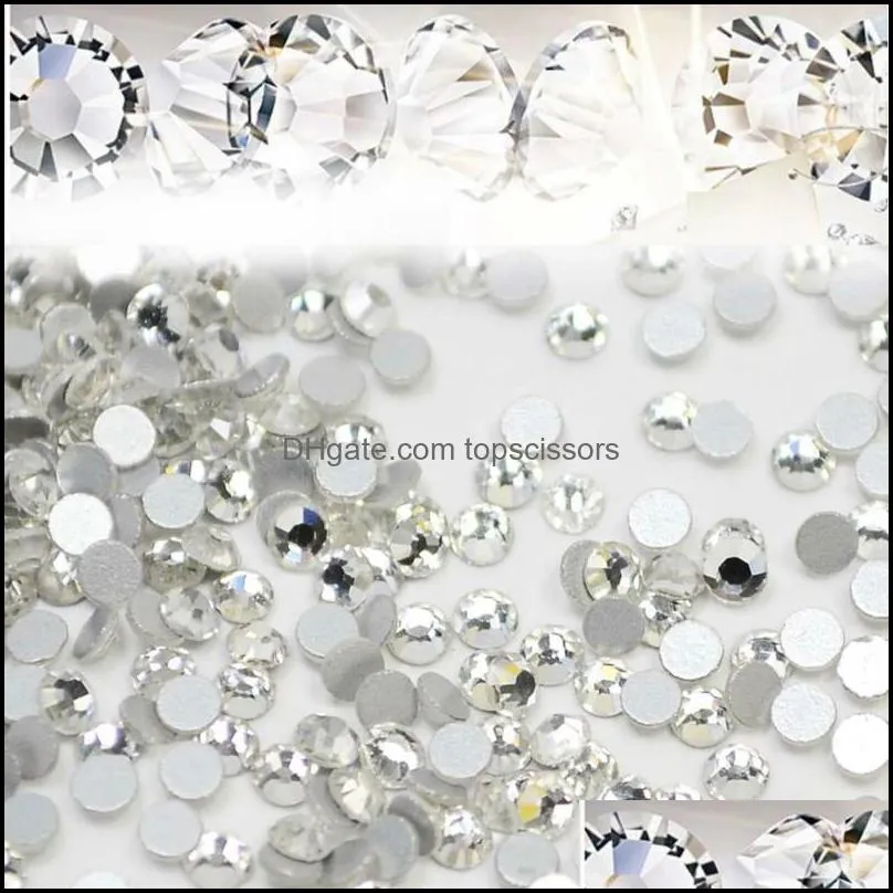 Nagel art decoraties salon gezondheid schoonheid 1440 stcs/lot glitter rhinestones wit kristalhelder flatback diy tips sticker kralen sieraden