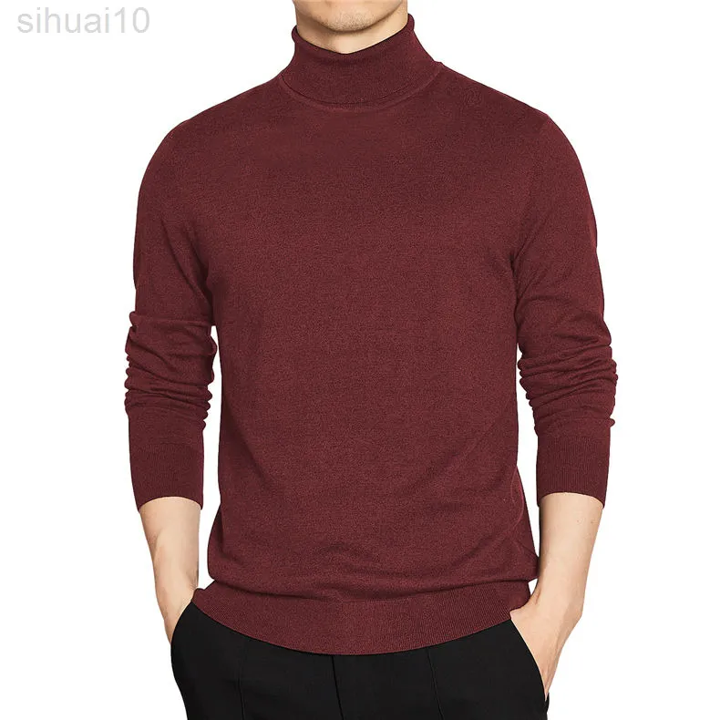 Men's Sweater Japanese And Korean Black Bordeaux Red Green Grey Purple Knitted L220801