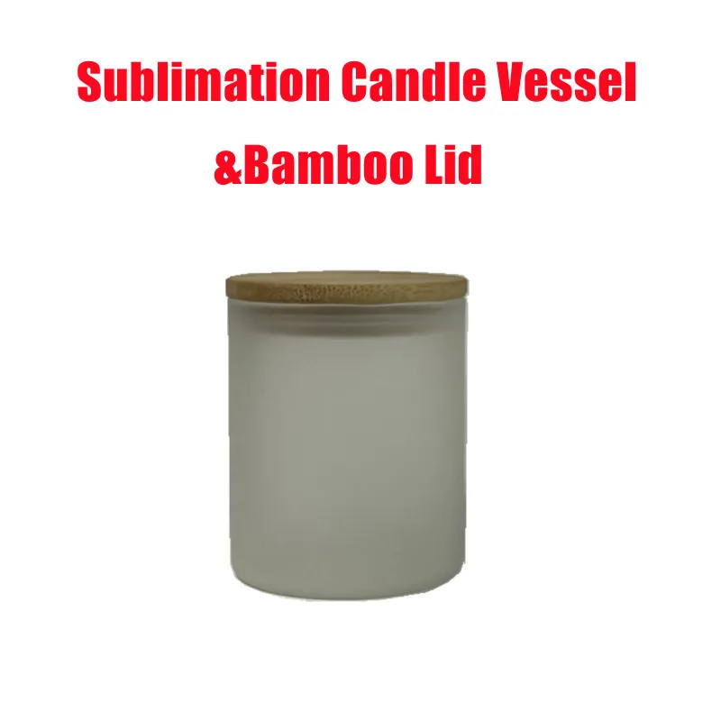 6oz Sublimation Glass Vaslente Termal Trasnfer Candles Cup com tampa de tampa de bambu Titulares de impressão A02