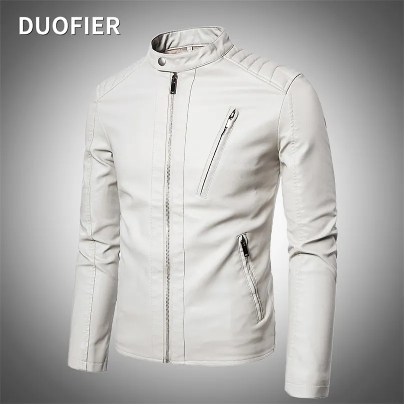 Men Faux Leather Jacket Motorfiets Autumn Heren Jackets White Jaqueta de Couro Masculina Outparty Male Pu Leather Coats 5xl 220812