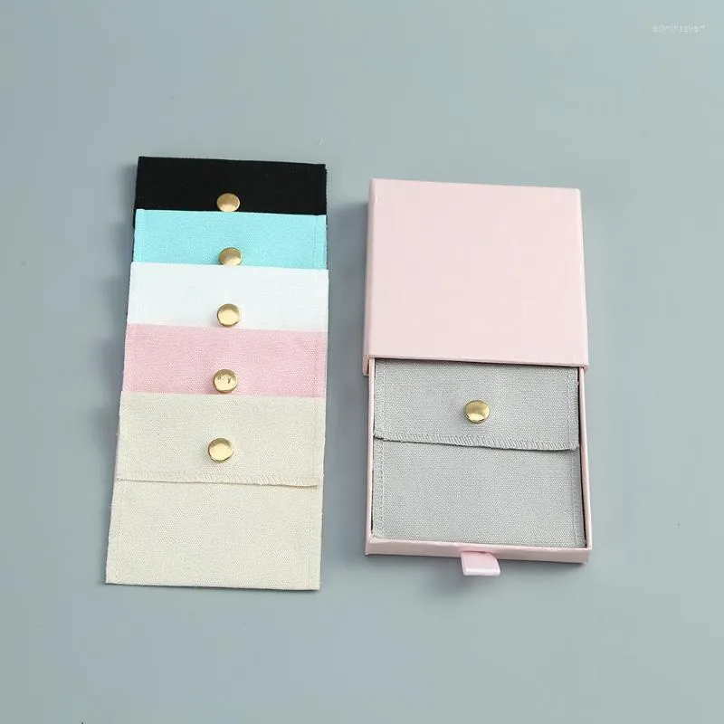 Jewelry Pouches Bags Pink Cotton Bag Paper Box Sets For Wedding Christmas Earrings Rings Display Gift Present Packaging Small Edwi22