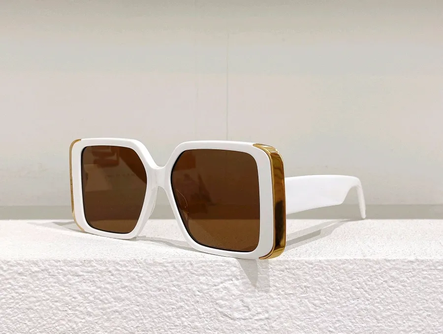 Солнцезащитные очки с лунными квадратами белое золото/коричневое линз Женщины Мода