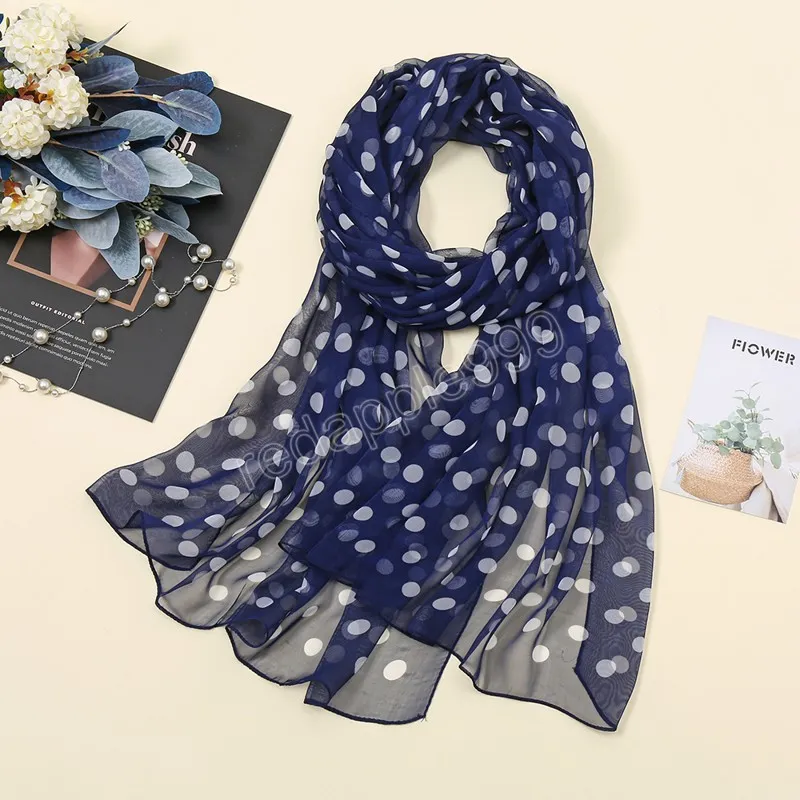 Fashion Polk Dot Designer Scarf Georgette Chiffon Hijab Scarf Long Shawls Women Foulard Muslim Headscarf Wraps