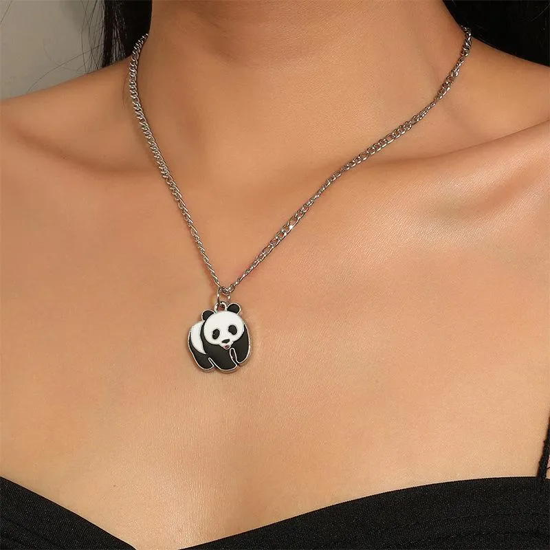 Hänge halsband panda halsband för kvinnor djurkedja halsbandshus