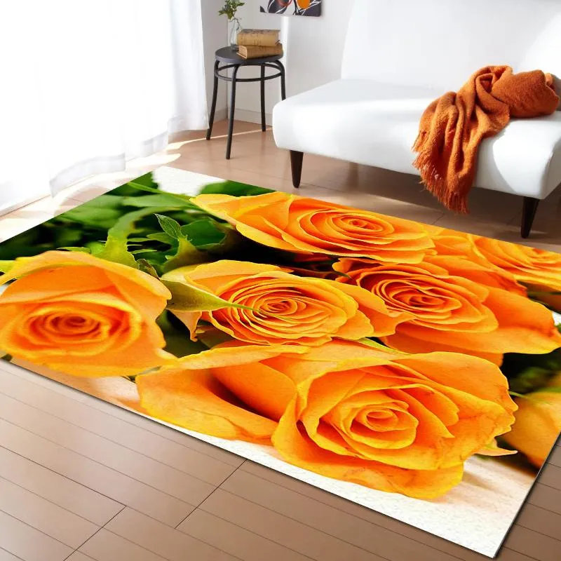 Mattor Rose Flower Carpet For Living Room Rug Kids Bedroom Bedside Rugs Home Soffa Table Decor MatcarpetsCarpets