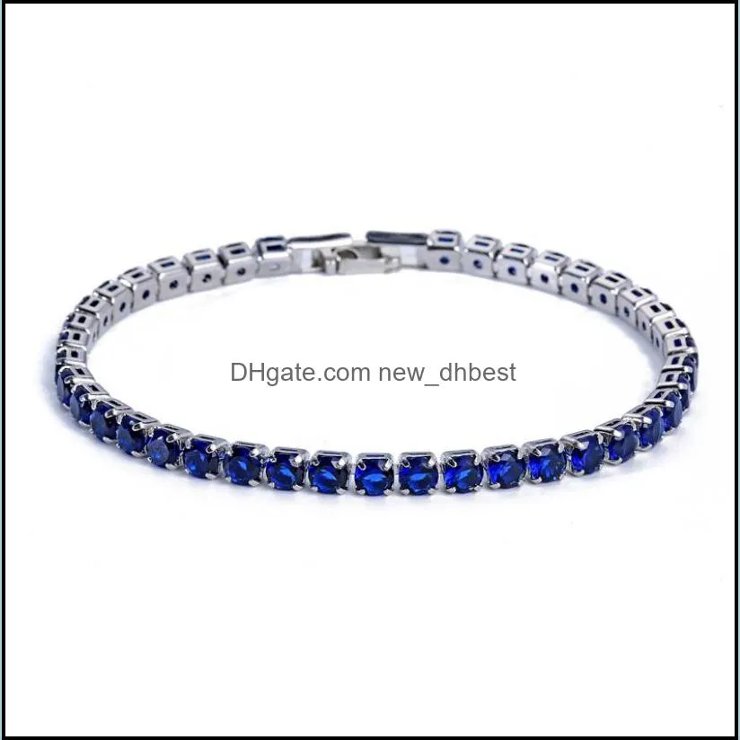 Tennis Bracelets Jewelry Luxury 4Mm Cubic Zirconia Iced Out Chain Crystal Wedding For Women Men Gold Sier Bracelet