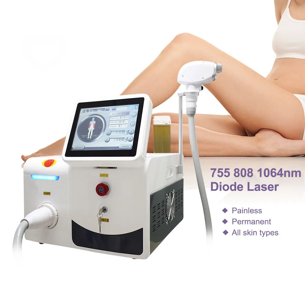 Portable three wavelengths 808nm 755nm 1064nm profession diode laser permanent painless laser hair removal machine facial skin tightening equipment on sale