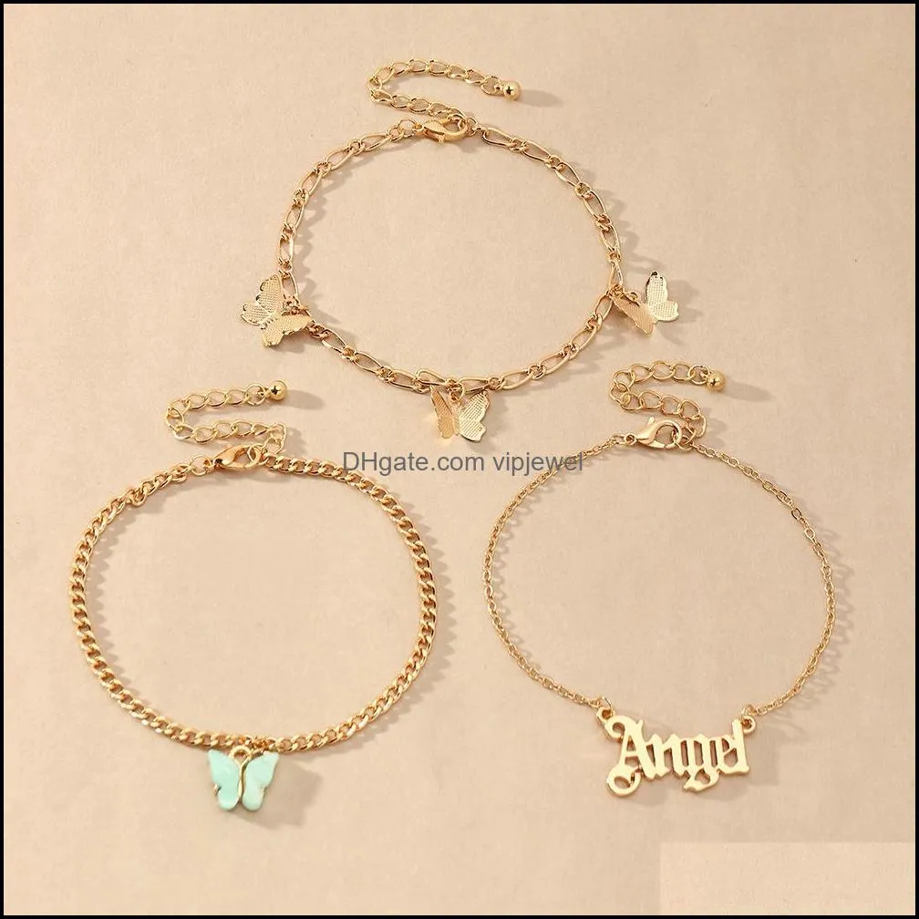 fashion multilayer cute butterfly anklets for women bohemian simple anklet gold color