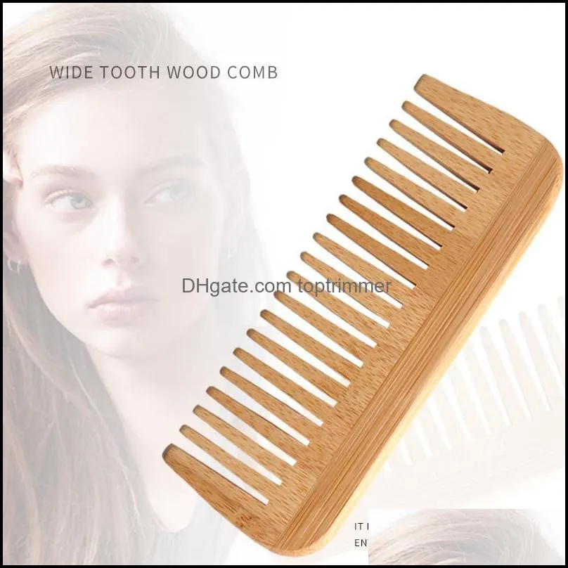 Hair Brushes Customizable Logo Natural Bamboo Combs Anti-Static Comb Care Healthy Wide Tooth