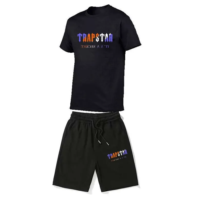 Vente été Trapstar imprimer deux pièces ensemble hommes marque coton à manches courtes T-Shirt Shorts hommes vêtements de sport décontractés ensemble 220609