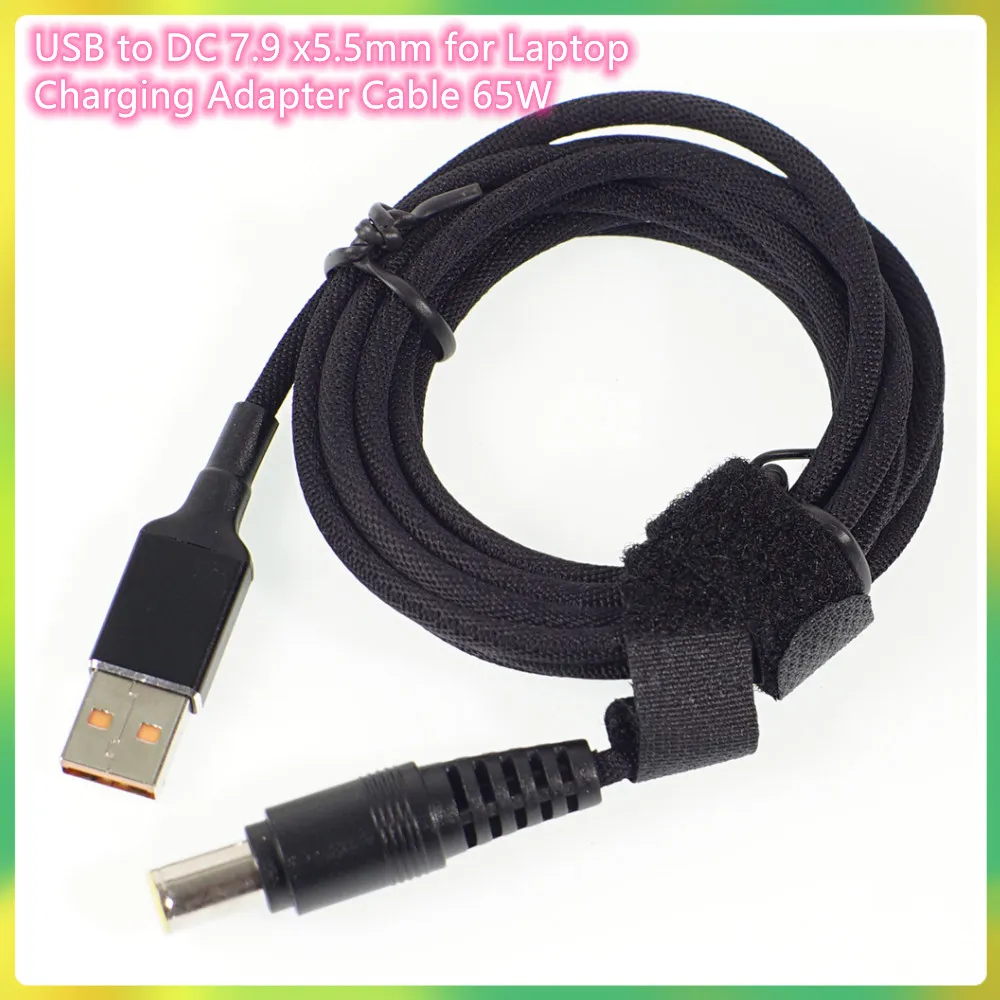Cavo adattatore di ricarica da USB a CC 7,9x5,5 mm per laptop Cavo convertitore intrecciato da 65 W per pacco batteria caricabatterie PD