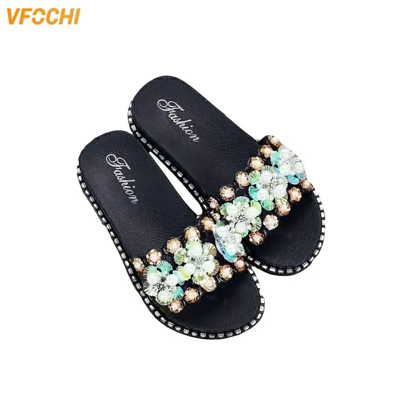 Vfochi Girl Summer Slippers Sequin Flats Shoes For Kids Mother Casual Slip-On Children Tonåring Slipper 220427