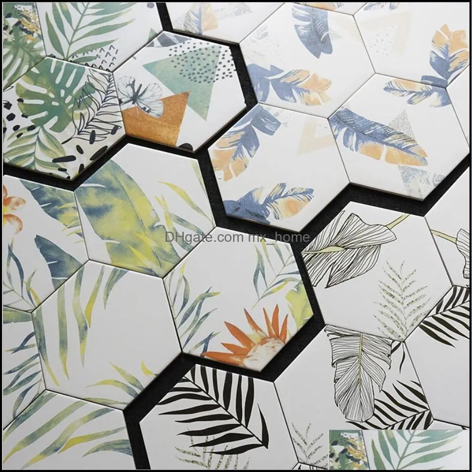 Baldosas hexagonales con patrón de plantas de 200x230Mm para restaurante, suelo antideslizante, azulejo de flores, entrega directa, 2021, suministros de construcción, hogar, jardín, 31Iwx