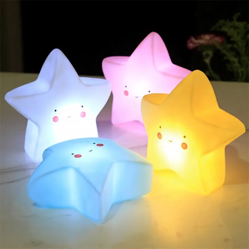 4 couleurs étoile LED créative chambre décoration bébé alimentation lampe chevet veilleuse enfants lumineux jouet 220727