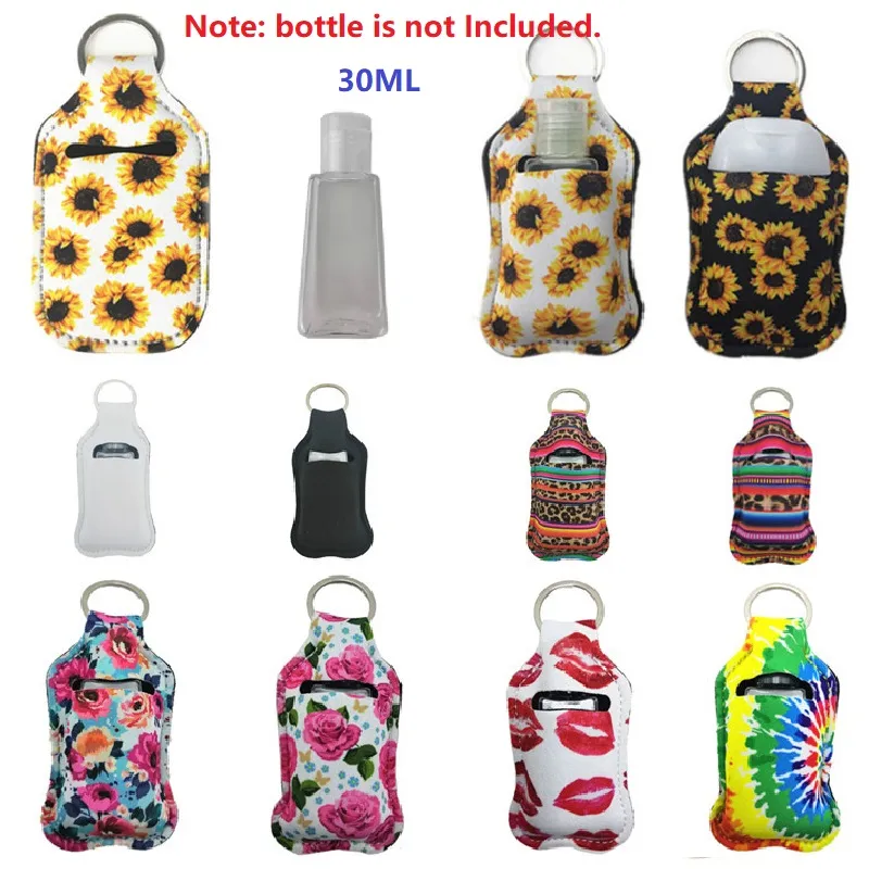 Fler färger Customize Neopren Hand Sanitizer Bottle Holder Keychain Bags 30ml Hands Sanitizers Flaskor Chapstick Holders Bag med Baseball Nyckelringar