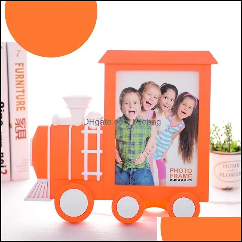 Creative Cartoon Train Picture Frame Children And Babies Picture Frame for Table Plastic 7 inch Picture Frames Wall Hanging