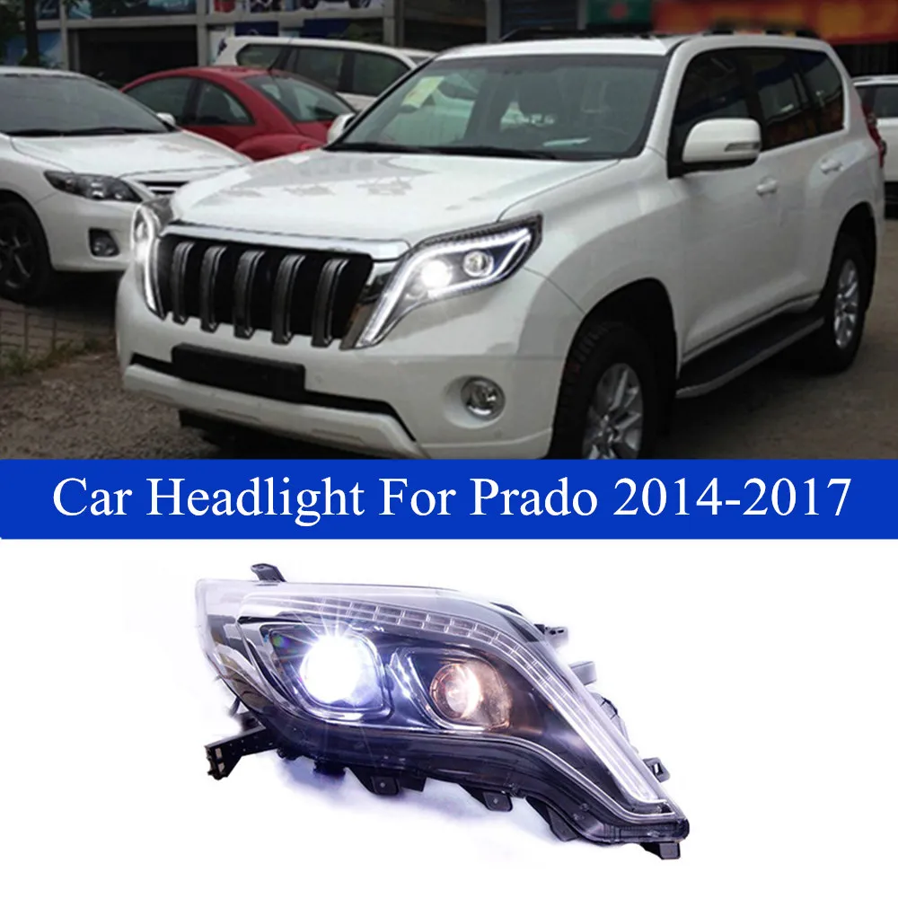 Toyota Prado LED 헤드 라이트 어셈블리 용 자동차 라이트 2014-2017 주간 하이 빔 조명 동적 회전 신호 램프