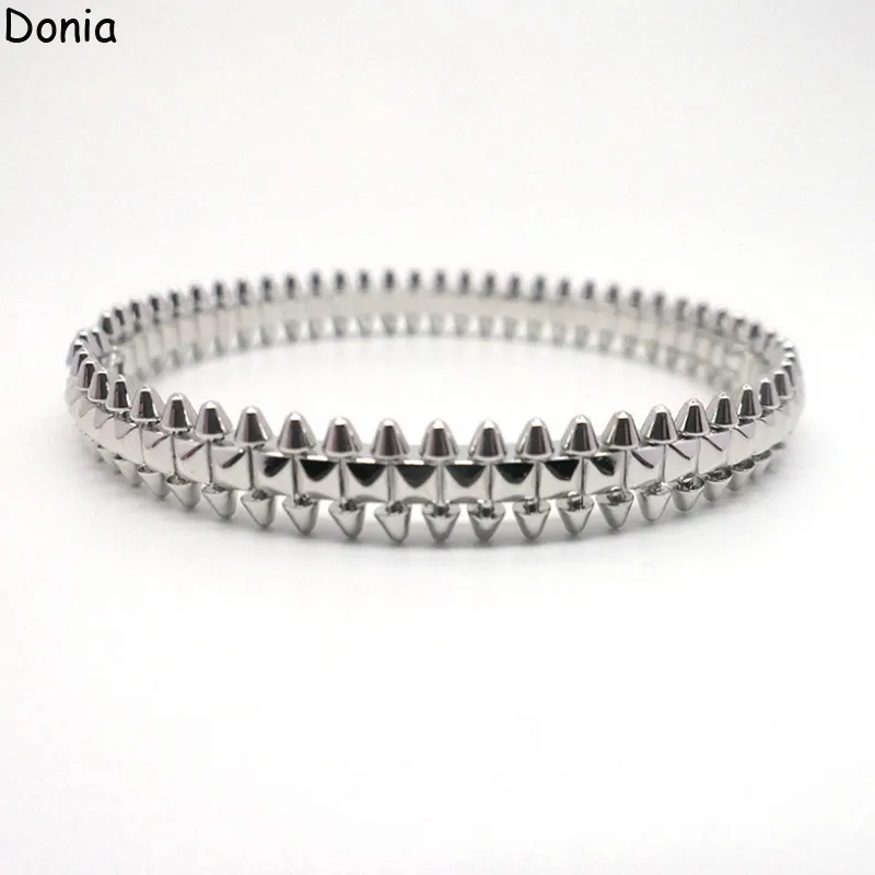 Donia Jewelry Luxury Bangle Exaggerated Shiny Rivet Titanium Steel Bracelet European and American Fashion Designer Bracelet251Z