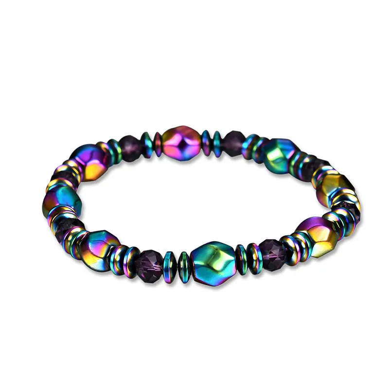 Rainbow Magnetic Hematite Beaded Strands Armband för män Kvinnor Power Healthy Bracelets Armband Mode Smycken Gift