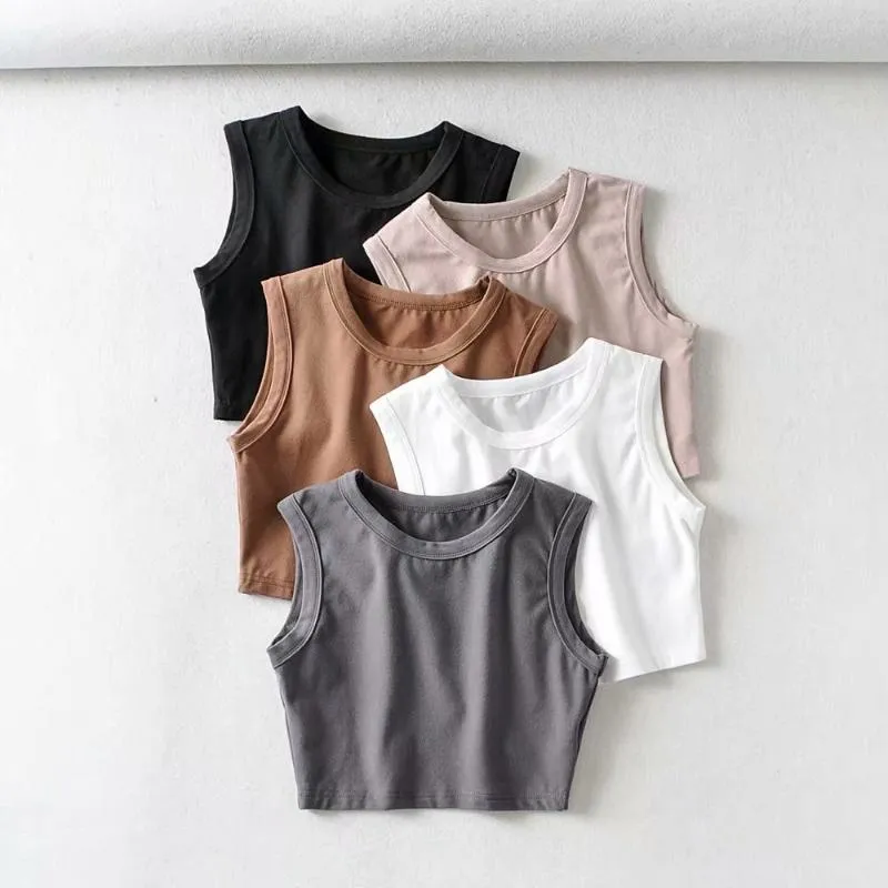 Damestanks Camis Biker Punk Crop Top vaste katoenen brede riem mouwloze sportvest zomer Vrouwen Casual tank y2k sexy wit zwart basic