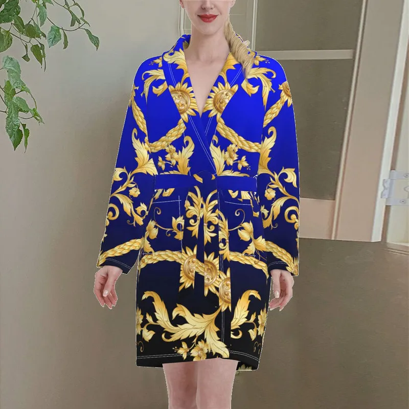 NoisyDesigns Luxury Floral Pattern Women Robe Bath Robe Black Robe Feminino Pijamas Clothes Home Ladies Bachelorette Prepare modear 220627