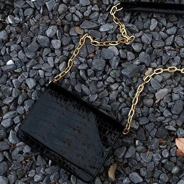 مصمم متعدد الاستخدامات سلسلة الكتف الرسول حقيبة يد فيفيان أكياس جلدية براءة اختراع سيلفربلاك التمساح الذهب المقطع.