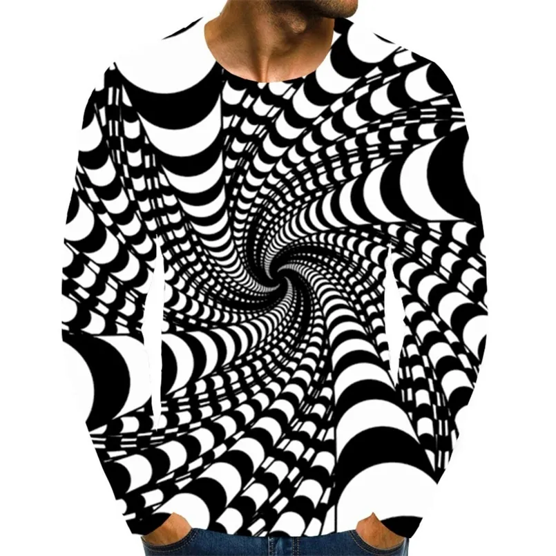 summer hip hop men s 3D T shirt cartoon printing three dimensional pattern long sleeved casual fashion sports 220728