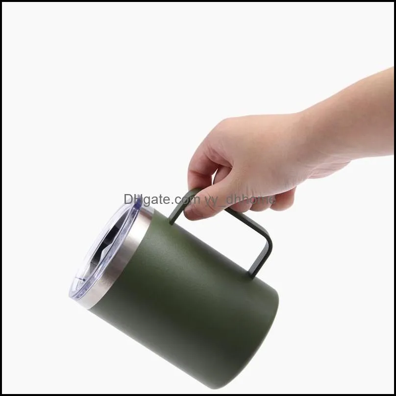 16oz Coffee Mugs With Handle Double Wall Portable Stainless Steel Wine Tumbler Insulated Beer Cup seaway RRF14183