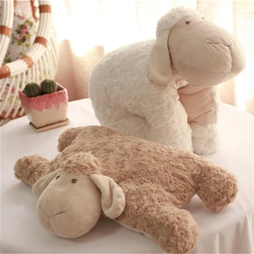 Export Korea Lamb folding pillow Plush Sheep Stuffed Animal Plush Simulation Lamb Changeable Doll Toys for Children Room Decor LJ201126