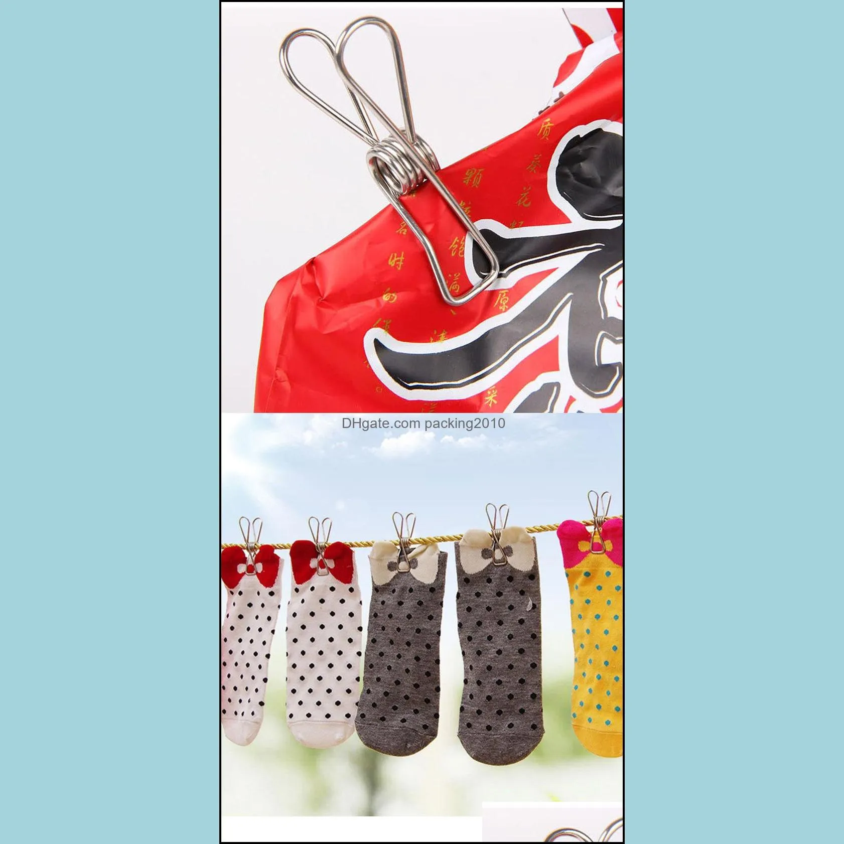 2020 Spring Clothes Clips Stainless Steel Pegs For Socks Photos Hang Rack Parts Practical Portable Holder Accessories Wire Clip