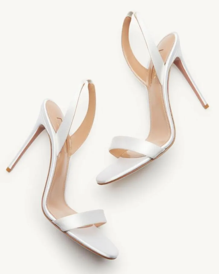 Sandalias blancas de verano perfectas, tacones altos, cabestrillo en la espalda, tacón sexy para mujer, sandalia Plexi desnuda, vestido de fiesta de boda, caja de zapatos de marca 35-43