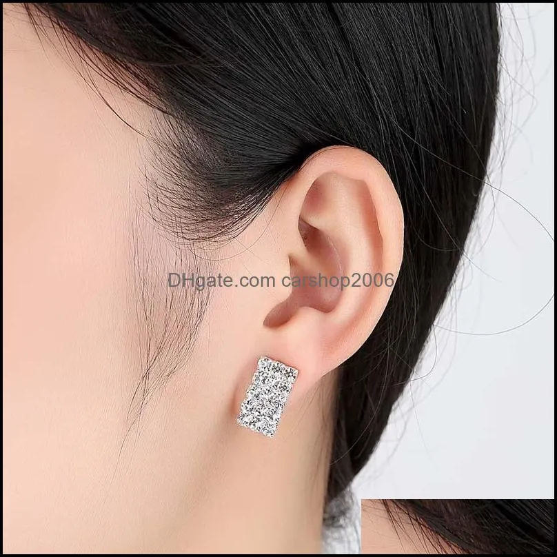 silver earrings earring hot sale cz diamond crystal stud earrings for women girl wedding party fashion jewelry wholesales free ship -