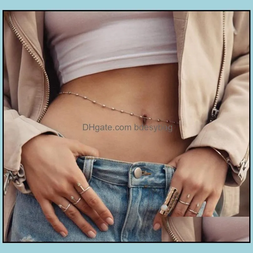 Cadenas del vientre Joyería del cuerpo Playa de verano para mujeres Collar Cuentas Cadena Cintura Gold Sier Bikini Drop Entrega 2021 Jjdvr