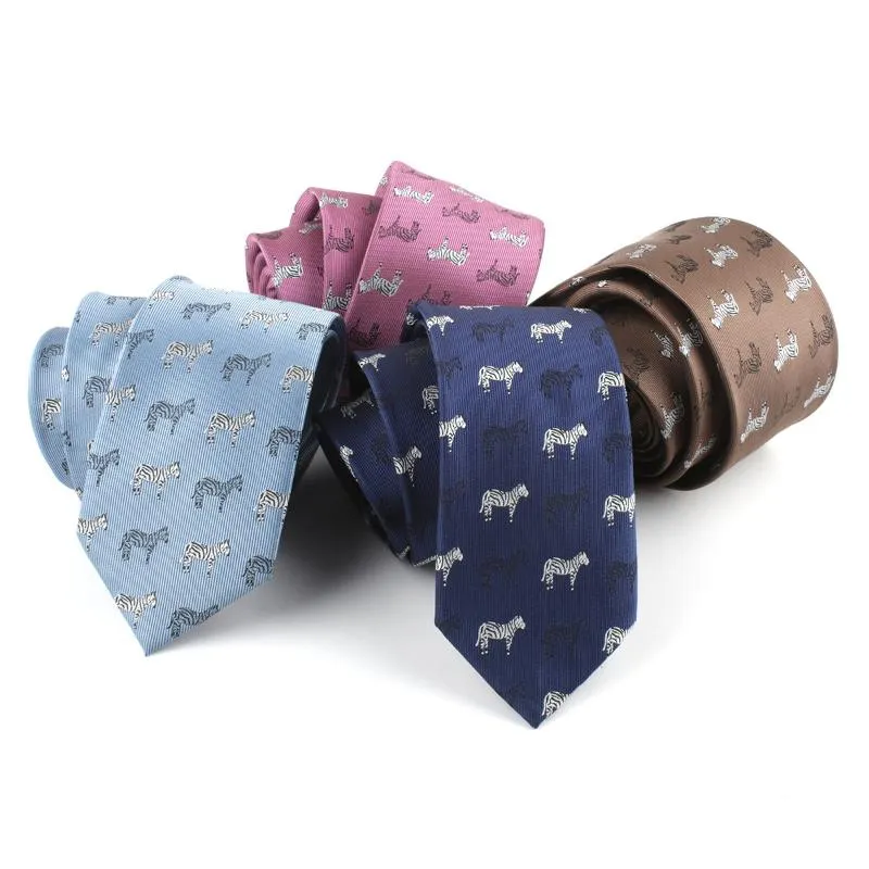 Noeuds papillon Sitonjwly 6 cm Cravate de Bande Dessinée Pour Hommes Polyester Mince Cou Jacquard Animal Éléphant Maigre Cravate Homme Personnalisé LOGOBow