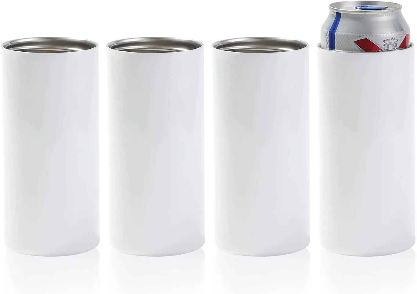 Stainless Steel Vacuum Insulated Can Cooler For Tall Cans 16oz White Straight Sublimation Can