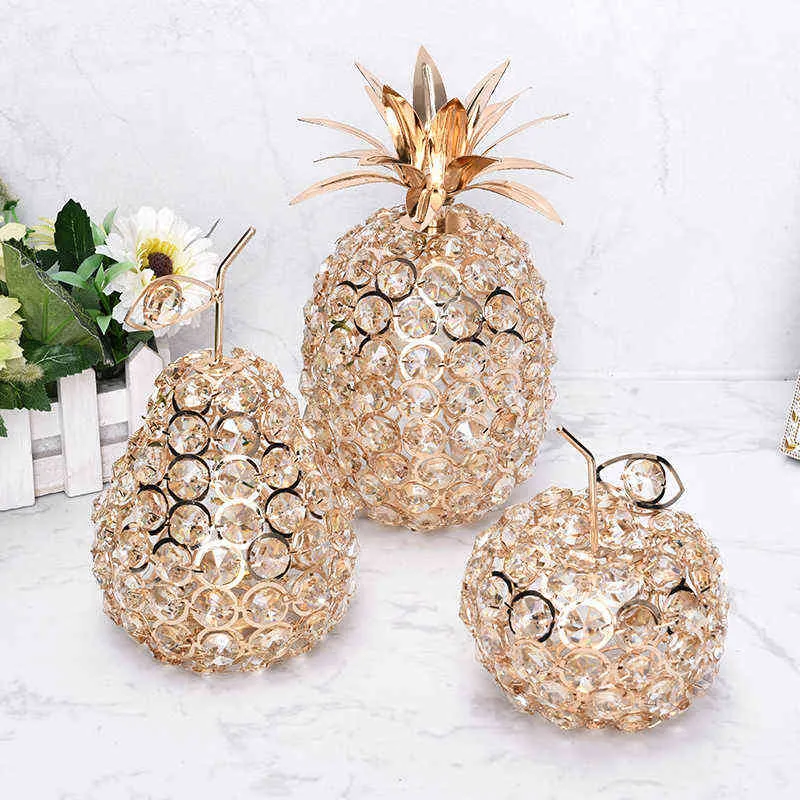 Decorative Objects Figurines European Dressing Table Living Room Decorations Creative Luxury Home Decoration Apple Pineapple Crystal Crafts Ornaments T220902