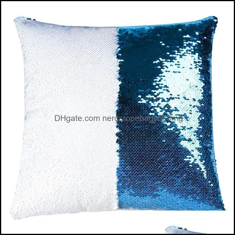 DHL Shipping 12 colors Sequins Mermaid Pillow Case Cushion New sublimation magic sequins blank pillow cases hot transfer printing