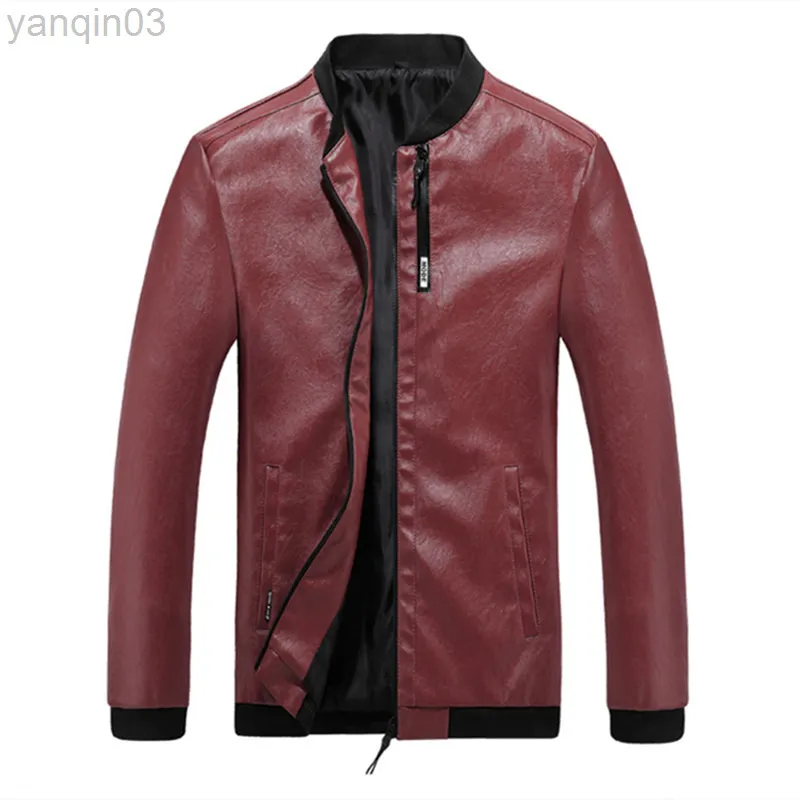 Mode automne hommes veste en simili cuir tendance s nouveau Style mince col montant moto pu L220801