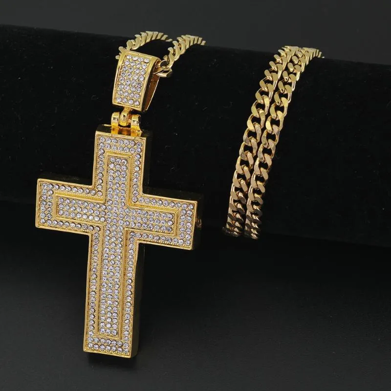 Pendentif Colliers Hip Hop Croix Collier Plein De Zircon Out Charme Homme Ambiance Cadeau BijouxPendentif ColliersPendentif