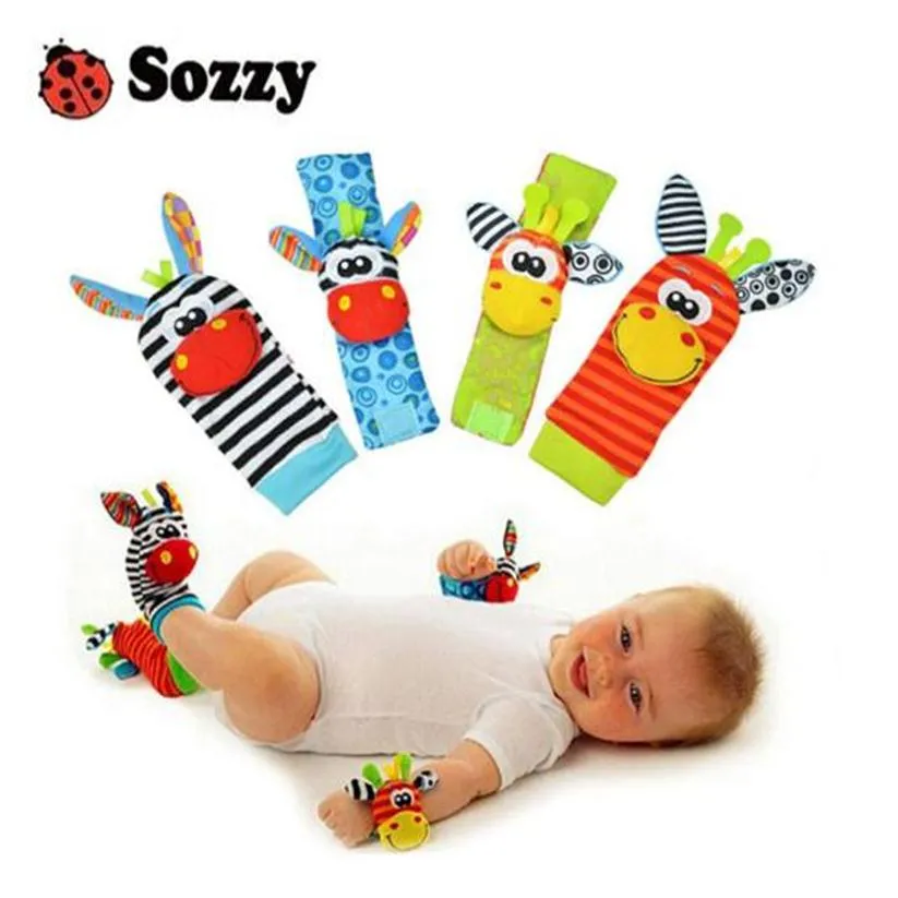 Sozzy Baby toy socks Baby Toys Gift Plush Garden Bug Wrist Rattle 3 Styles Educational Toys cute bright color1652