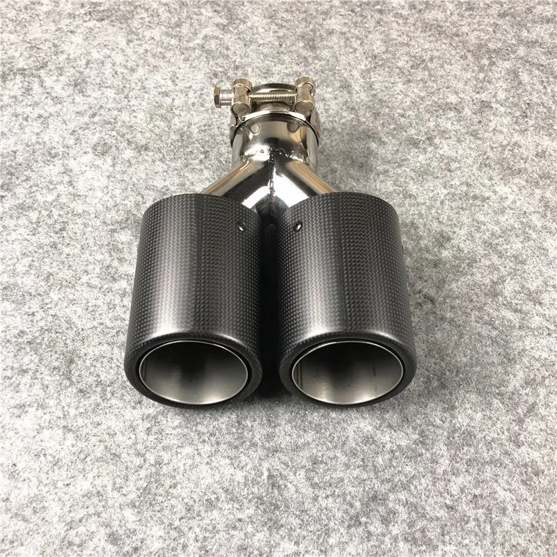 1 개 PCS Universal Y 스타일 Akrapovic 머플러 스테인레스 스틸 배기 꼬리 팁을위한 이중 무광택 탄소 배기관