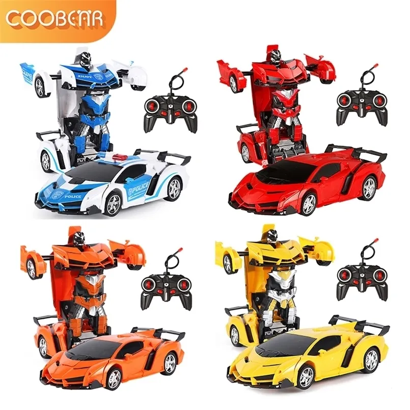 RC deformación niños juguetes Cool Robots al aire libre Control remoto vehículo deportivo modelo coche un botón regalo para niños 220621