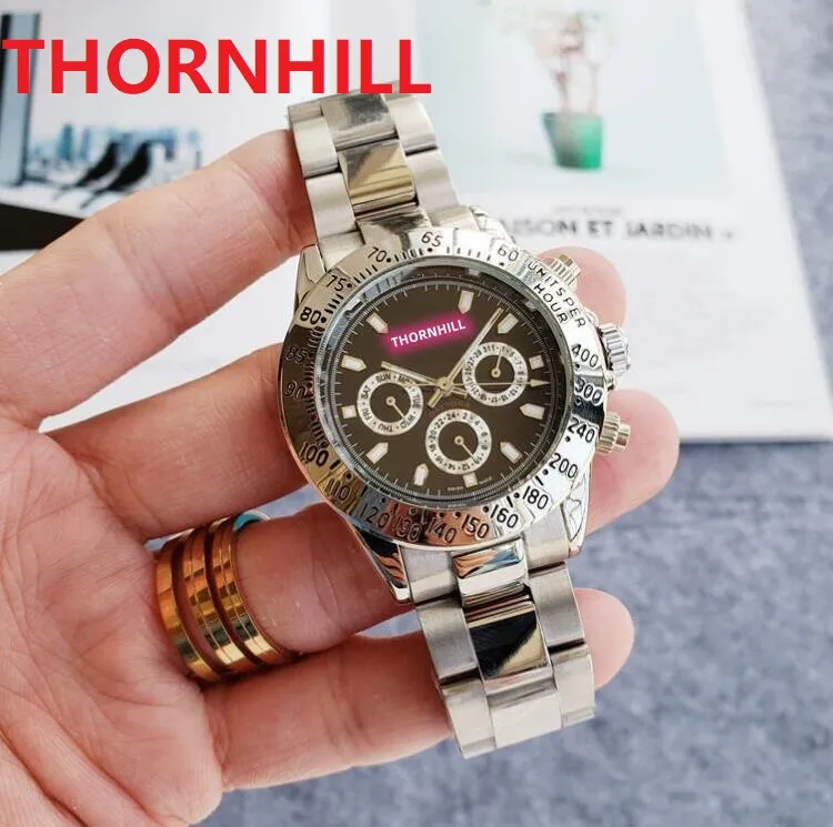 Top qualité hommes pleine fonction montre chronomètre mode horloge décontractée grand homme trois yeux six aiguille résistant aux rayures cristal miroir étanche montre-bracelet cadeau de jour